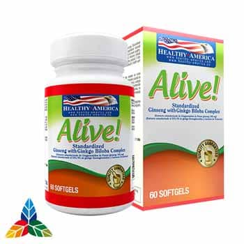 Alive(Ginseng con Gingo Biloba)Healthy America 60Caps